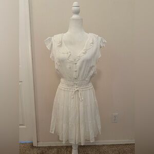 Paige White Paradis Ruffle Mini Dress Sz M Cottagecore Festival Boho Summer LWD